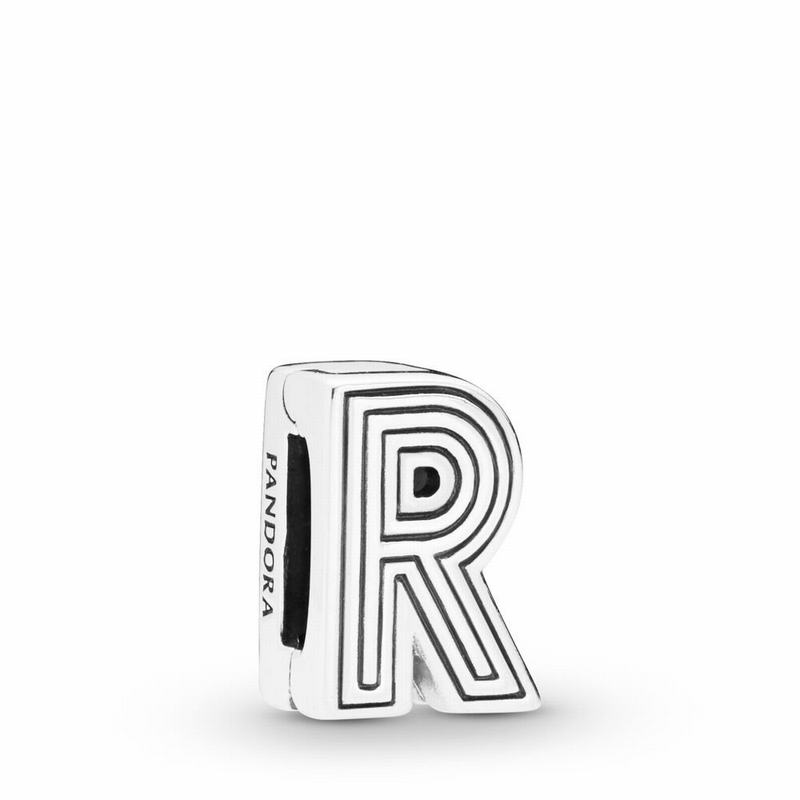 Pandora Reflexions™ Letter R Clip Charm - Sterling Silver/Silicone - Canada | CO5938RQ